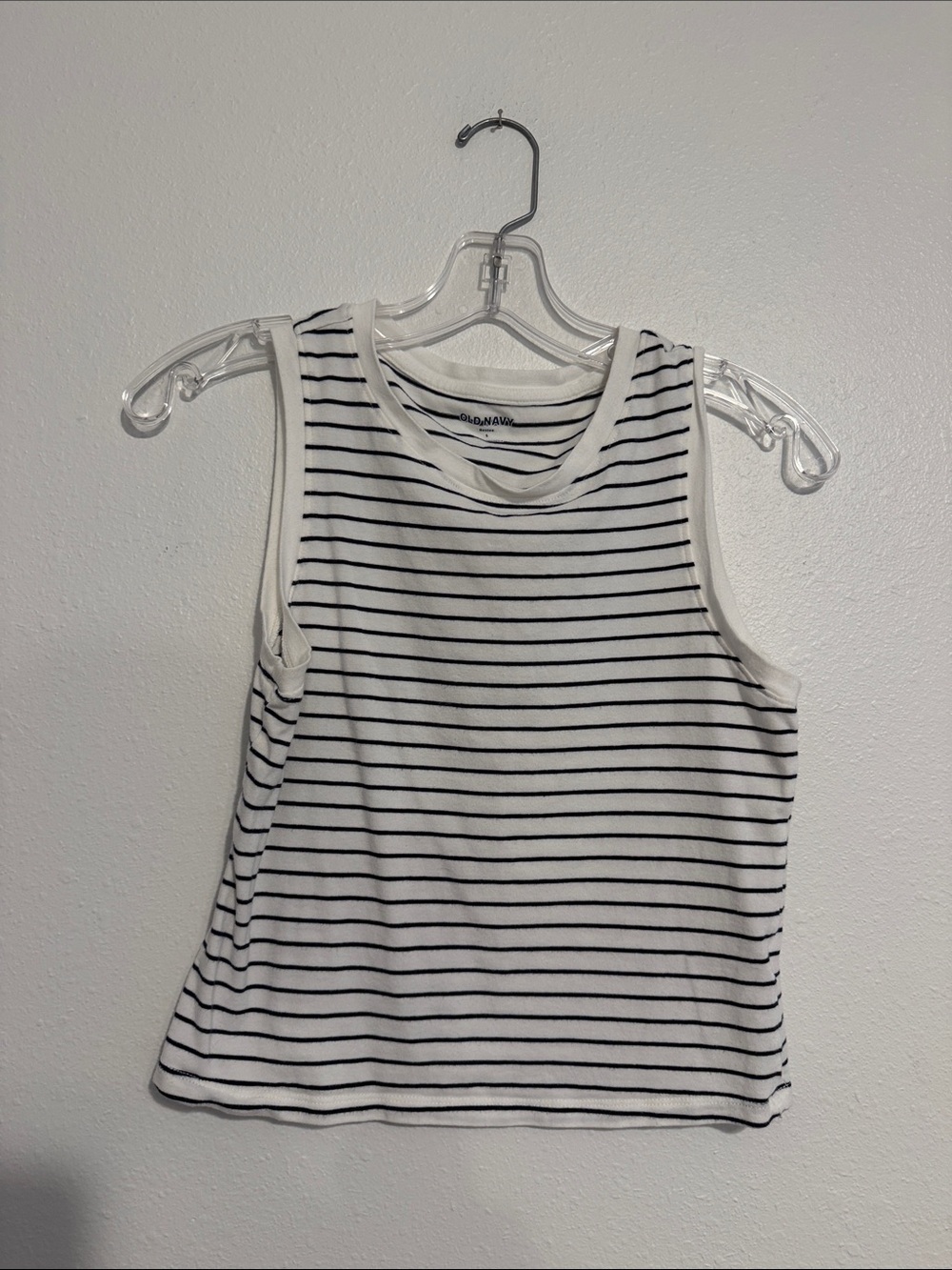 Old Navy White Tank Top with Black Stripes